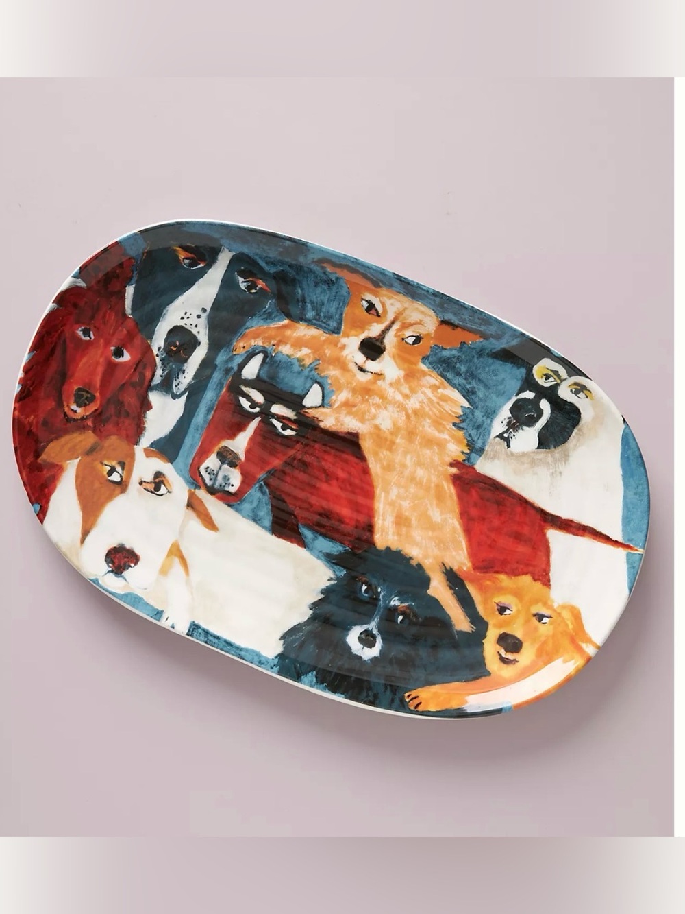 NEW RARE Anthropologie x Carole Akins Furry Friends Platter 🐶 🐕